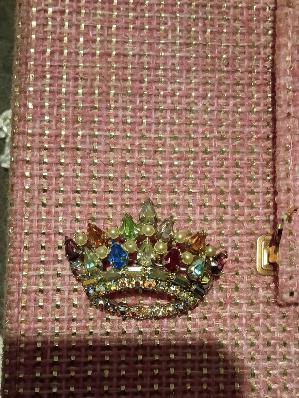 Multicolor Crystal Crown Brooch - Women Jewelry